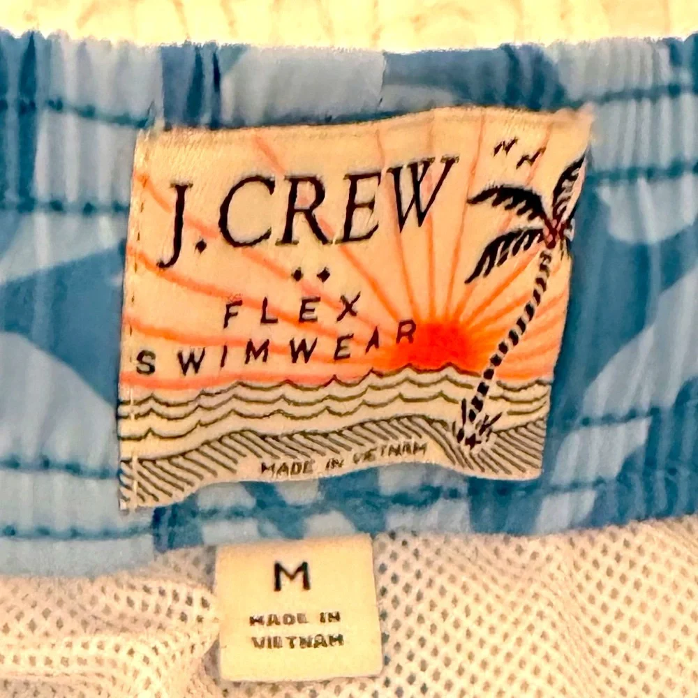 J. Crew Men's Printed Swim Trunk in Blue Size M